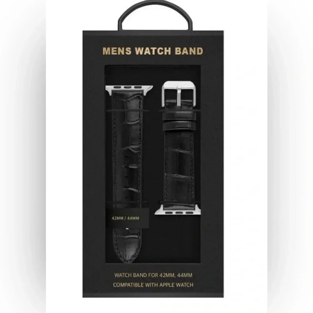 American Exchange Men's Watch Strap, Silver/Black 42-44mm